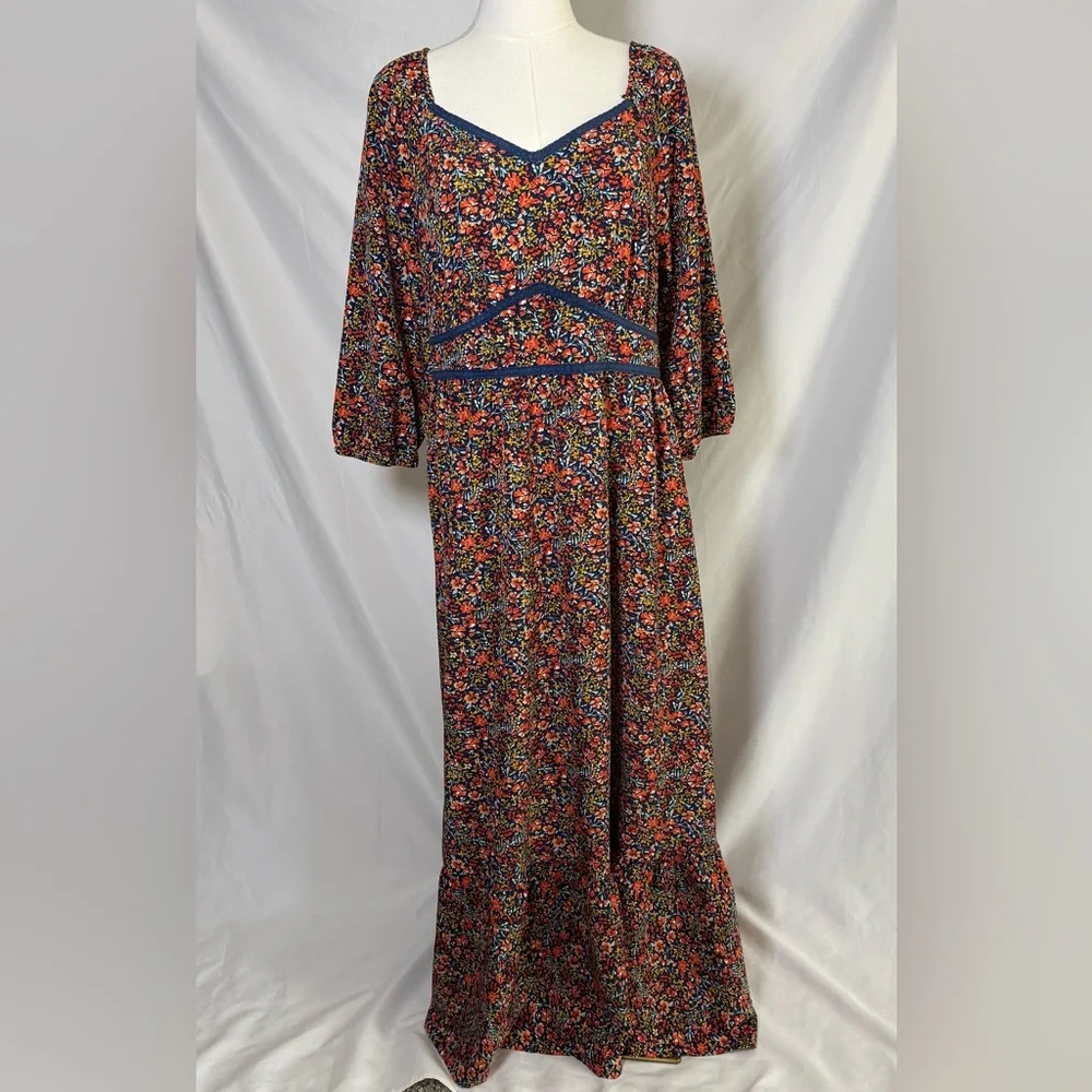 BloomChic Ditsy Floral Woven Ribbon Maxi Dress Size 12 Boho Multicolor - Picture 2 of 11